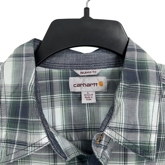 Carhartt Mens Relaxed Fit Plaid Short-Sleeve Button-Down Shirt SZ L -Western - Picture 2 of 10